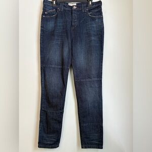 Free People Knee Patch Utility Jeans Dark Wash, Size 27  NWOT